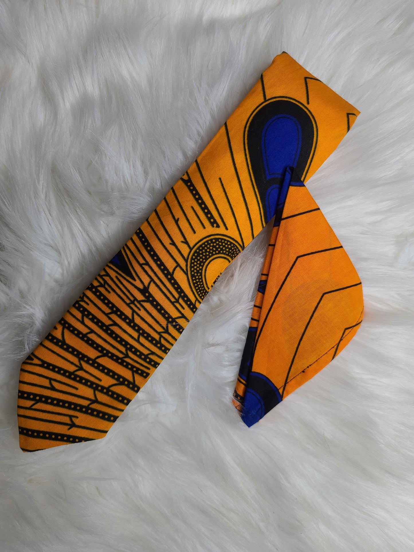 yellow and blue African print men tie