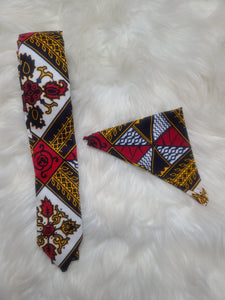 Yellow, red, blue, white and black African men's tie