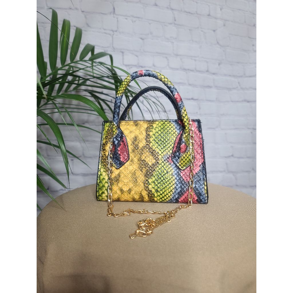 Pink snake print mini Handbag