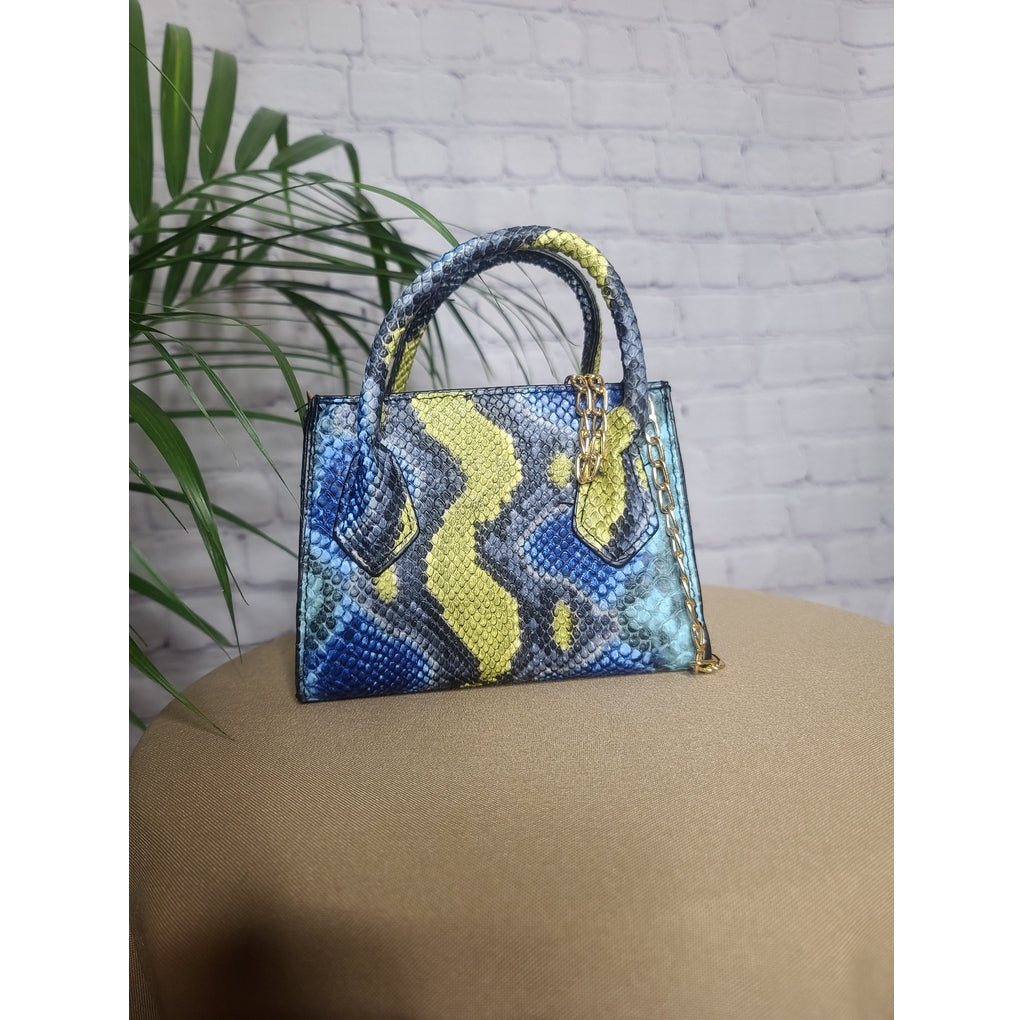 Blue snake print mini Handbag