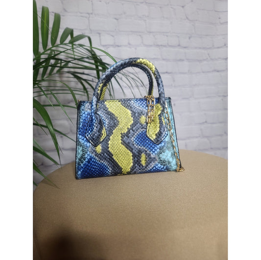 Blue snake print mini Handbag