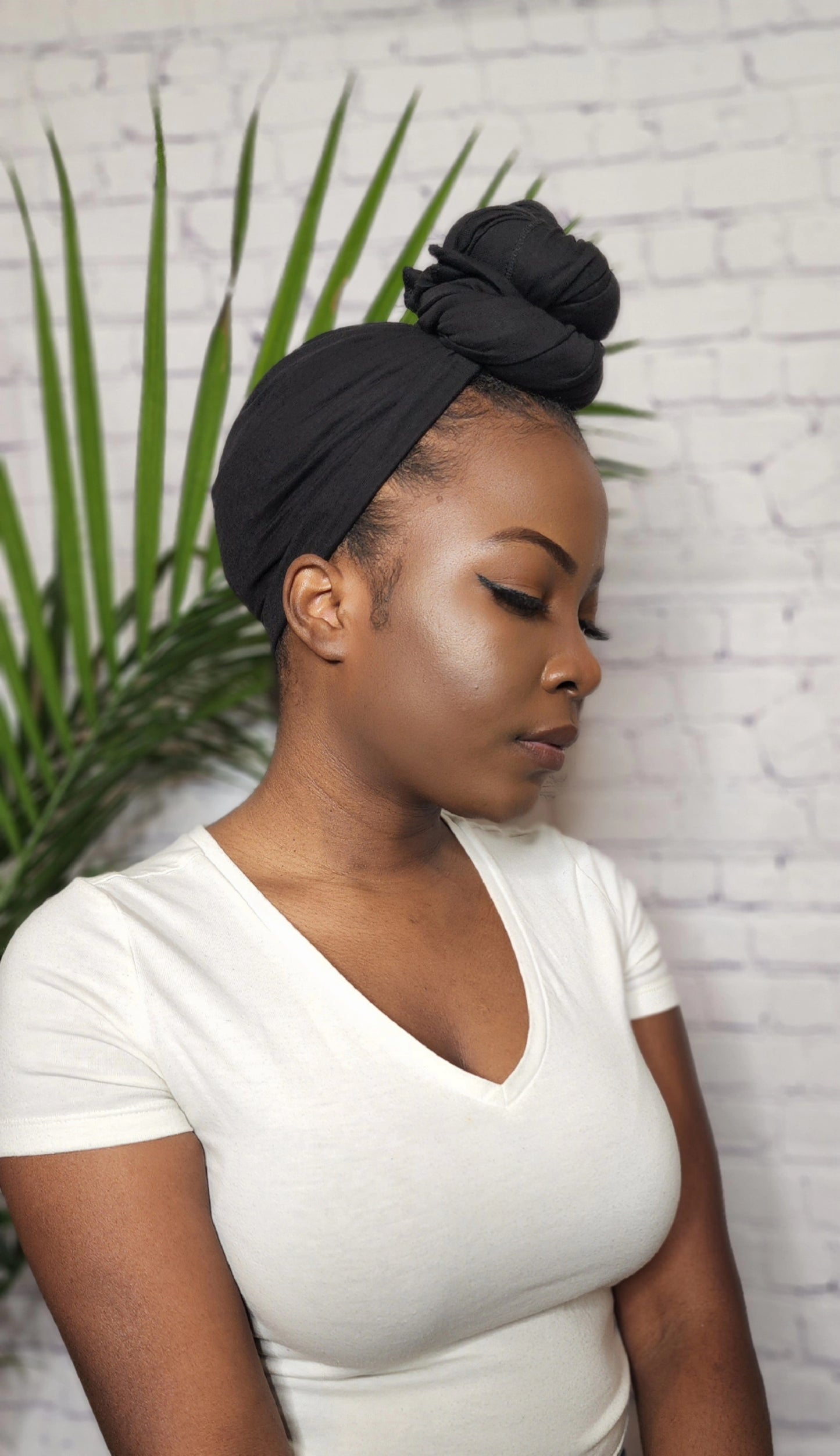 Black Solid Stretchy Headwrap