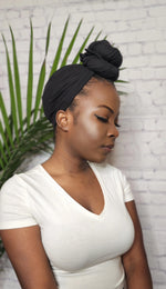 Load image into Gallery viewer, Black Solid Stretchy Headwrap
