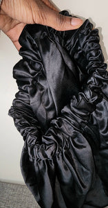 Black Reversible Ankara Silk Bonnet