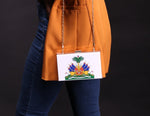 Load image into Gallery viewer, Solid White Luxury Haiti Emblem Clutch
