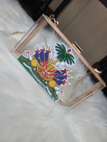 Load image into Gallery viewer, Clear Haiti bag with gold chain
